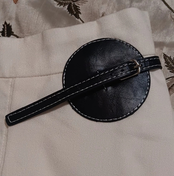 CELINE Wrap Midi Skirt Strap Leathet Cream Sz38 A Line High-Waisted Women - Picture 2 of 13